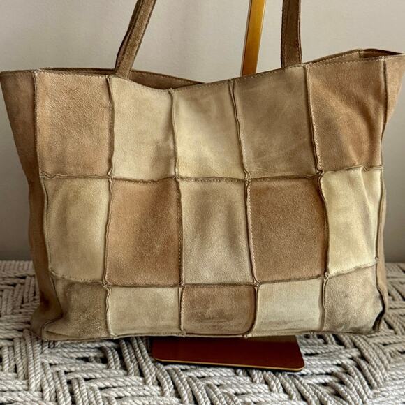 Chanel Vintage Suede Patchwork Tote with Satin Lining - Picture 4 of 8